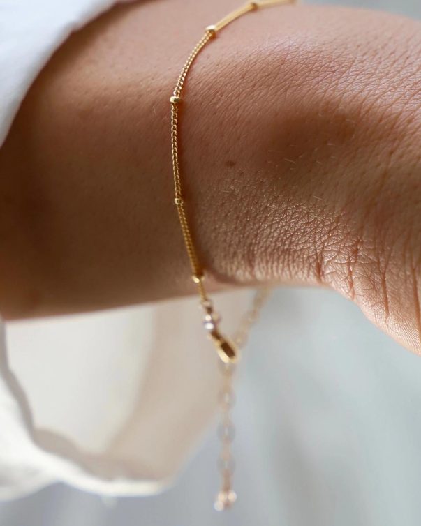 18k Gold Plated Stainless Steel Beaded Chain Bracelet