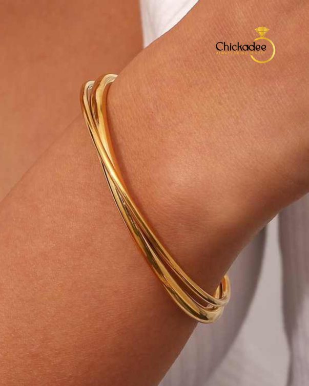 18K Gold Plated Stainless Steel Cuff Bangle Bracelets