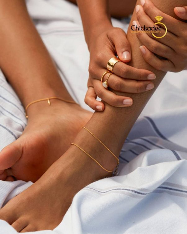 18K Gold Plated Stainless Steel Double Bead Chain Anklet