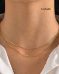 18K Gold Plated Stainless Steel Snake Chain Double Layer Necklace