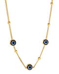 Gold Plated Stainless Steel Triple Evil Eye Necklace