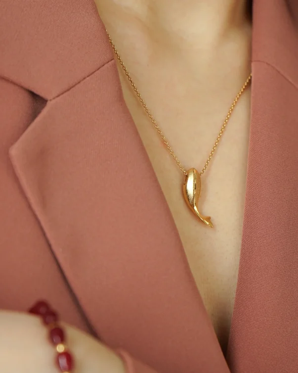 18k Gold Plated Stainless Steel Luck Carp Pendant