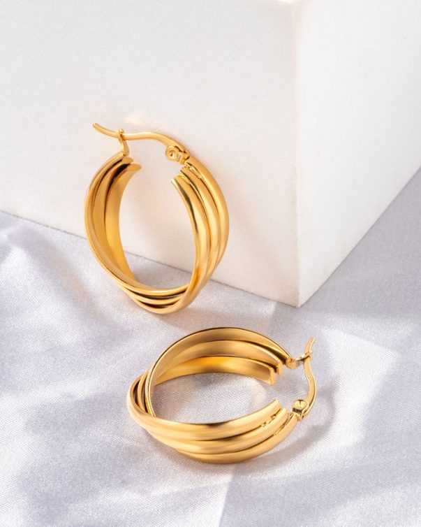Stainless Steel Oval Hoop Earrings