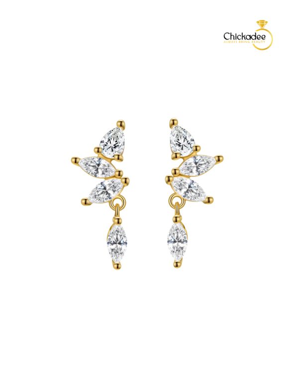 925 Sterling Silver Asymmetric Horse Eye Marquise CZ Fashion Stud Earrings