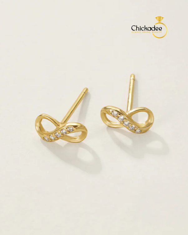 925 Sterling Silver CZ Mini Infinity Stud Earrings