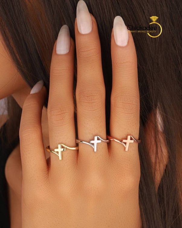 925 Sterling Silver Cross Religious Minimalist Ring