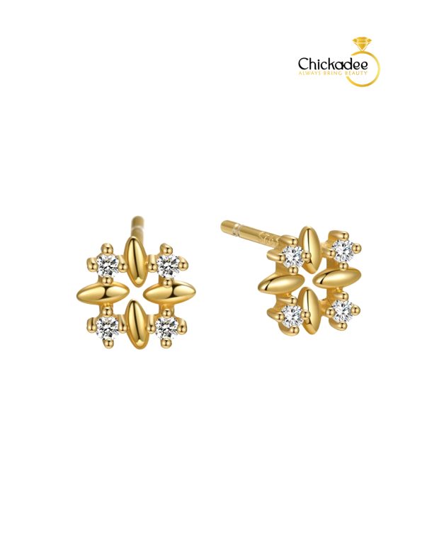 925 Sterling Silver Cubic Zirconia Geometric Square Hollow Stud Fashion Earrings Set
