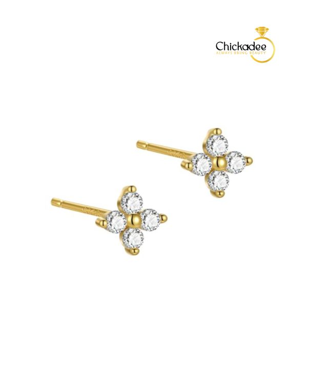 925 Sterling Silver Cubic Zornia Flower Stud Earrings