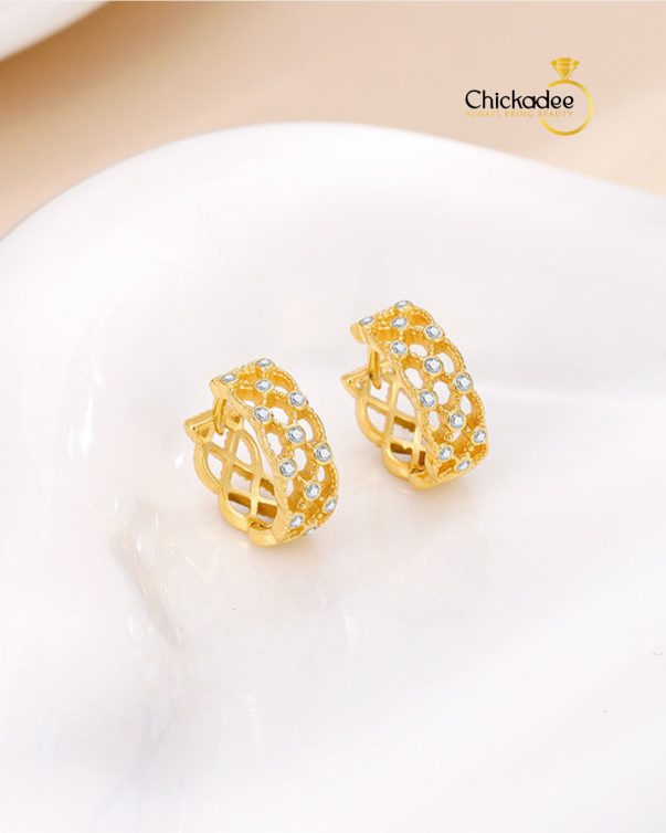 925 Sterling Silver Large CZ Cross Hoops Huggies
