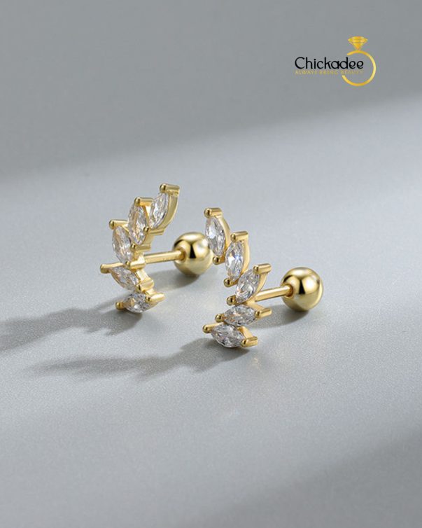 925 Sterling Silver  Large Wings Cz Korean Earrings