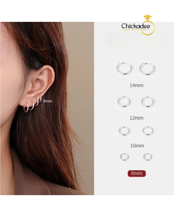 925 Sterling Silver Simple Huggies Small silver Earrings