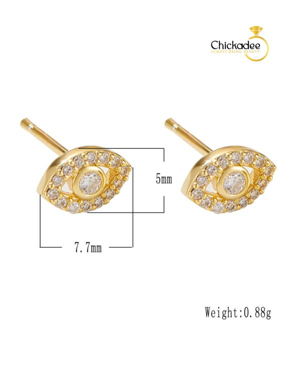925 Sterling Silver minimalist Eyes Zircon Stud Earrings
