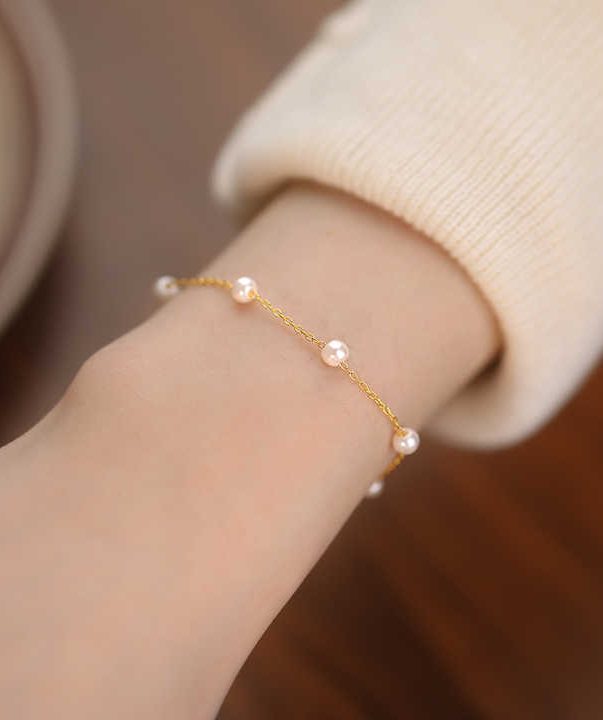 925 Sterling Silver Gold Plated Beaded Chain Bracelets