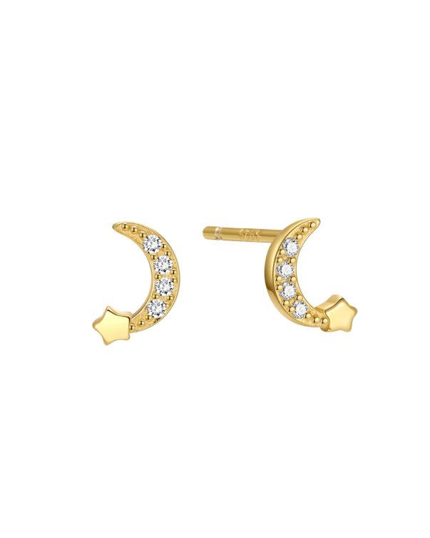 Minimalist Fashion Stud 925 Sterling Silver Moon Star Tiny CZ Designer Earrings for Women Girls Fine Jewelry Wholesale