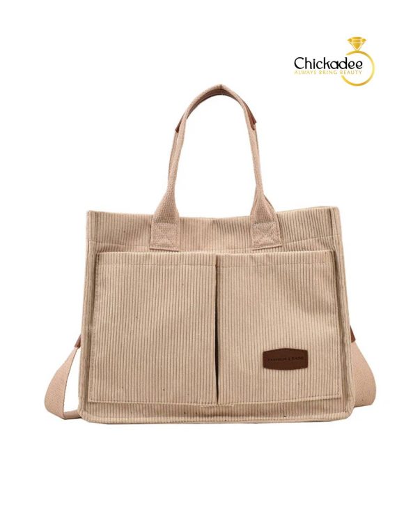 Corduroy Multi Pocket Canvas Crossbody Tote