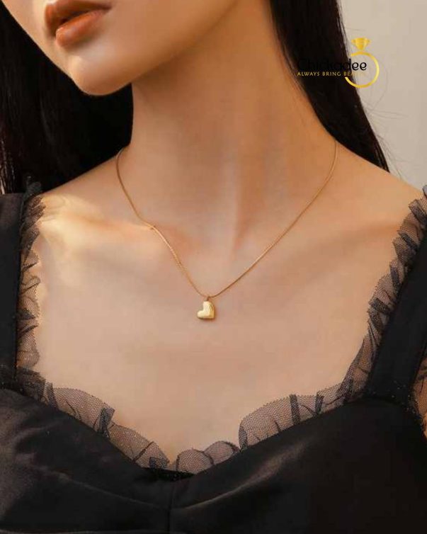 Curved Love Peach Heart Necklace