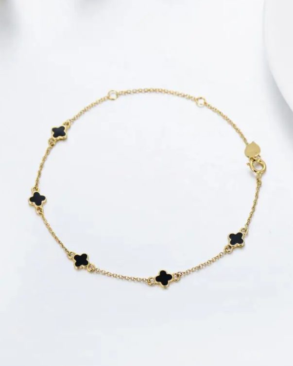 Gold Four-leaf Clover Charm Bracelet- 9mm