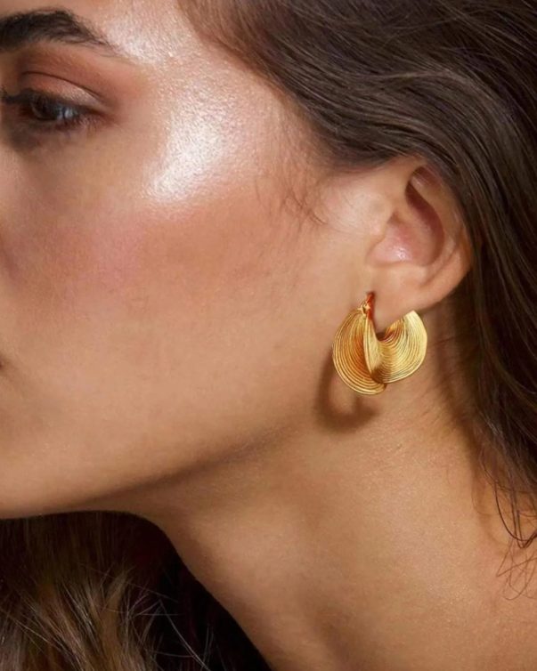 Gold Plated Austin Blaze Sculpted Hoop Earrings