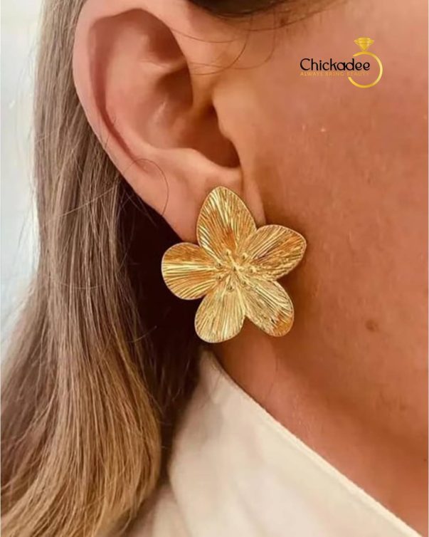 Gold-Plated Floral Stud Earrings