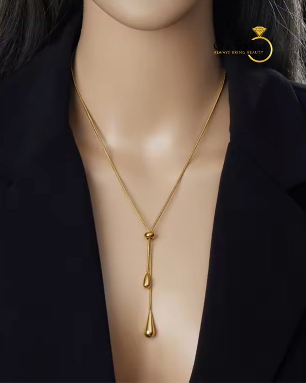 Gold Plated Tarnish Free Waterproof Bridal Wedding Dainty Long Necklace
