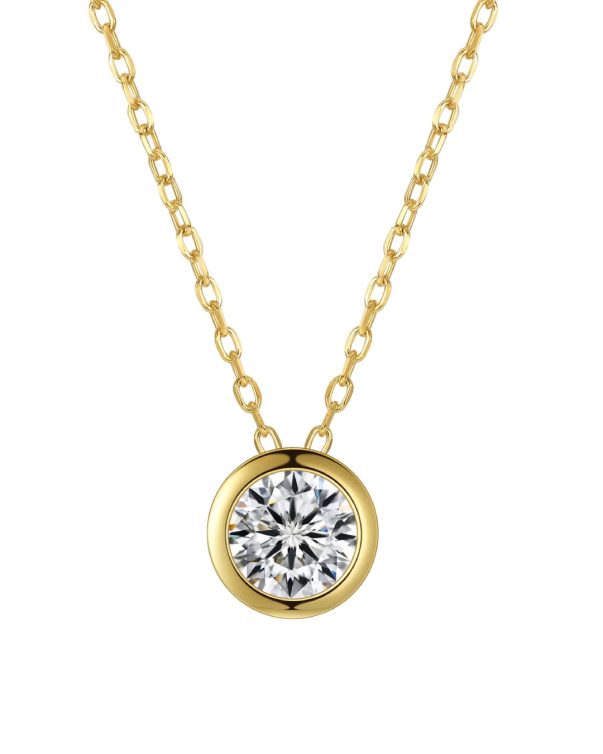 925 Sterling Silver Inlay Zircon a Carat Bezel Setting Pendant Necklace