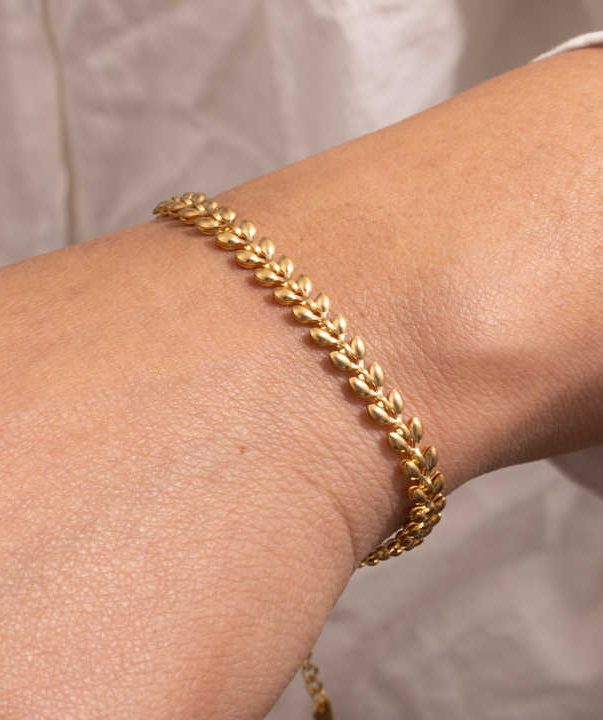 18K Gold Plated Stainless Steel Bowknot Wheat Ear Choker Bracelet