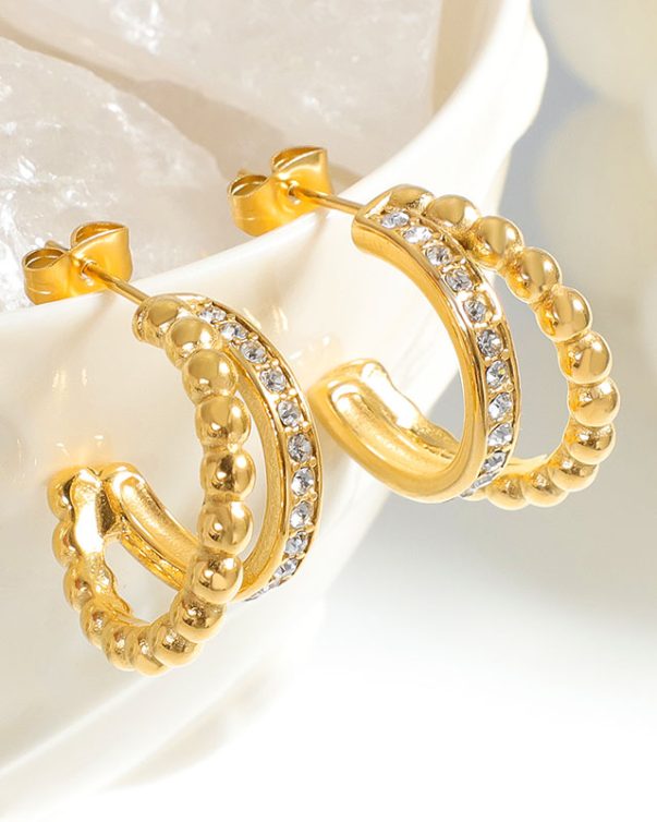 18k Gold Plated CC Shape Double Stud Earrings Trendy- style2