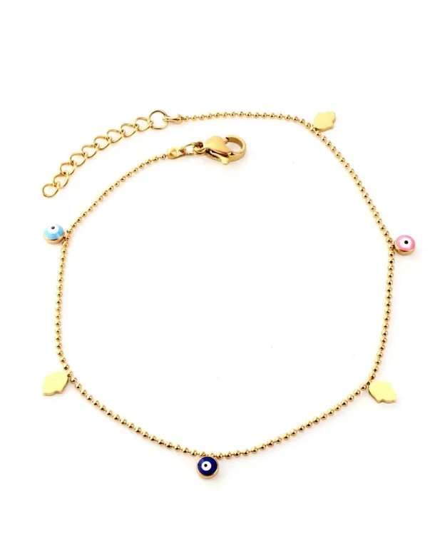 18k Gold Plated Jewelry Eyes And Leaf Stainless Steel Anklet