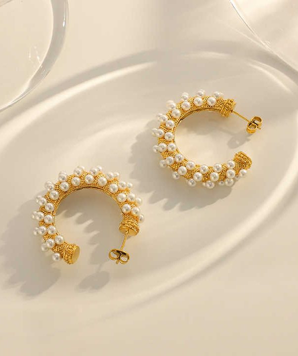 Gold Plated Anti Non Tarnish Pearl Earrings