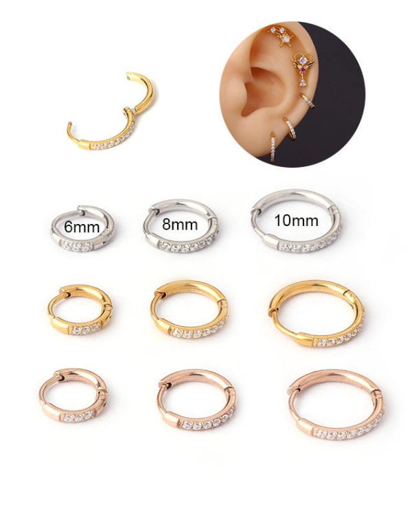 18k Pvd Gold Plated Small Cubic Zirconia Huggie Hoop Earrings