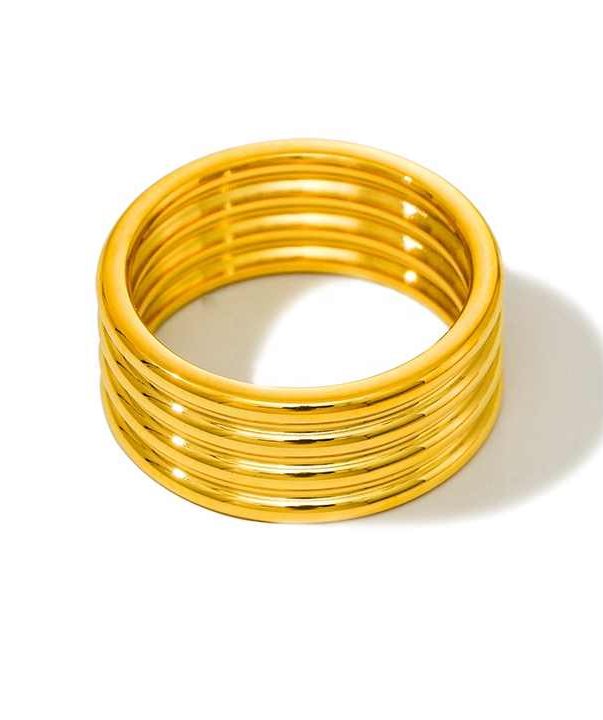 18K Gold Plated 316L Waterproof Stainless Steel Four Layer Ring
