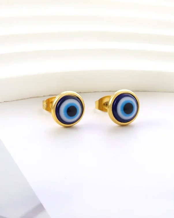 18k gold plated Stainless Steel Evil Eyes Earrings