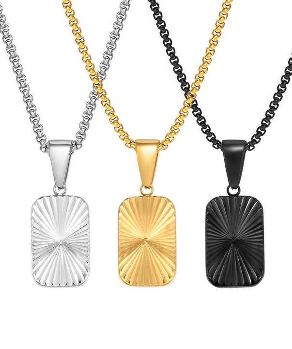 Titanium Steel Geometric Batch Flower Small Square Trendy Link Brand Necklace