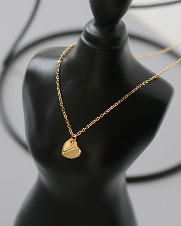 18k Gold Plated Stainless Steel Cambered Heart Necklace