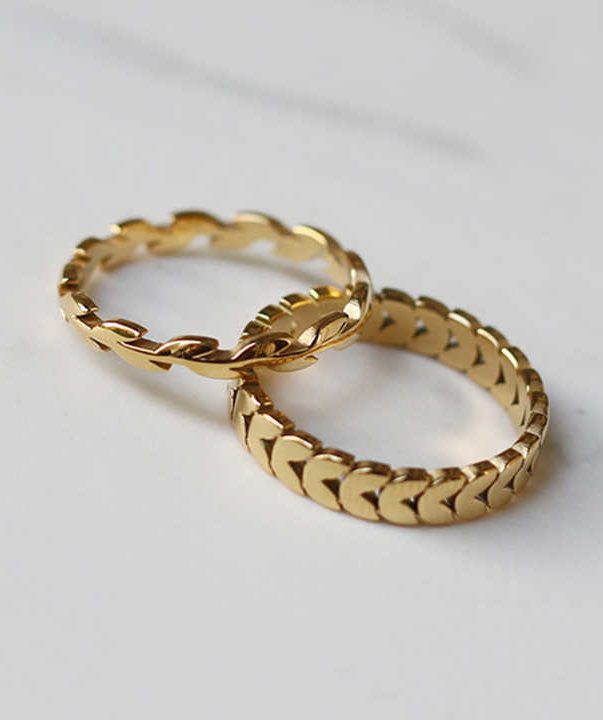 18K Gold plated Stainless Steel Leaf Rings