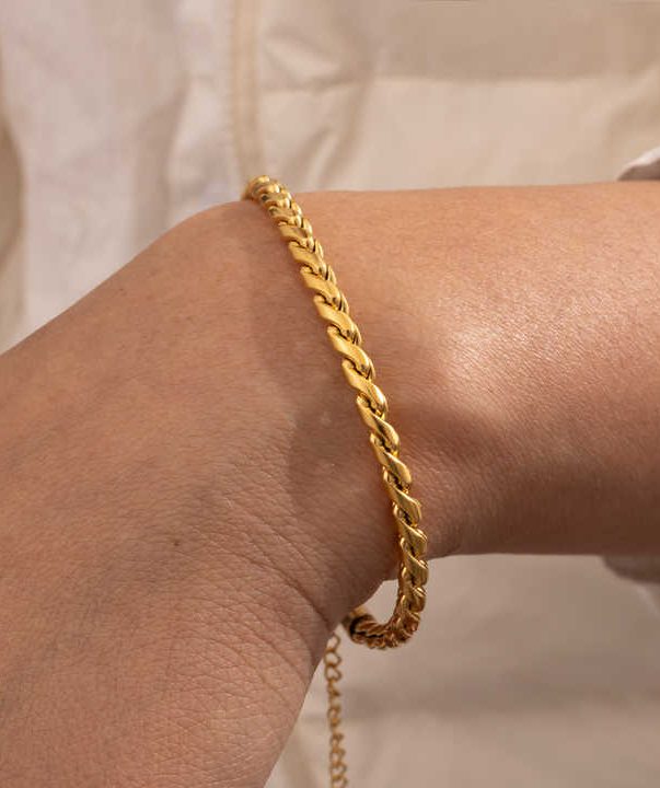 Tarnish Free 18K Gold Plated Snake Chain Necklace Bracelet Women Dainty Stainless Steel Choker Necklace Waterproof Jewelry