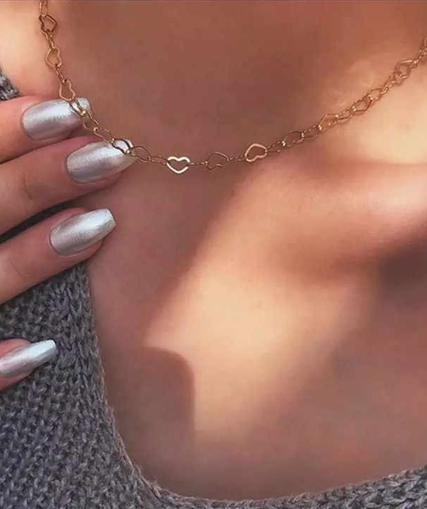 18K Gold Plated Stainless Steel Love Heart Chain Link Necklace
