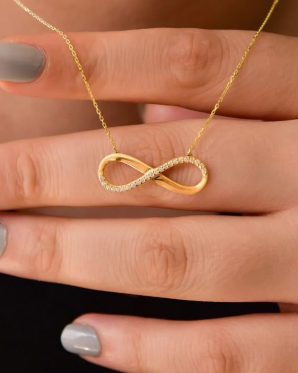 925 Sterling Silver Gold plated Infinity Diamond Necklace