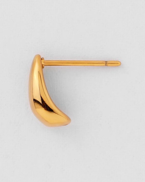 Minimalist Gold Plated Stainless Steel Metal Mirror Polished Water Drop Shape Stud Earrings