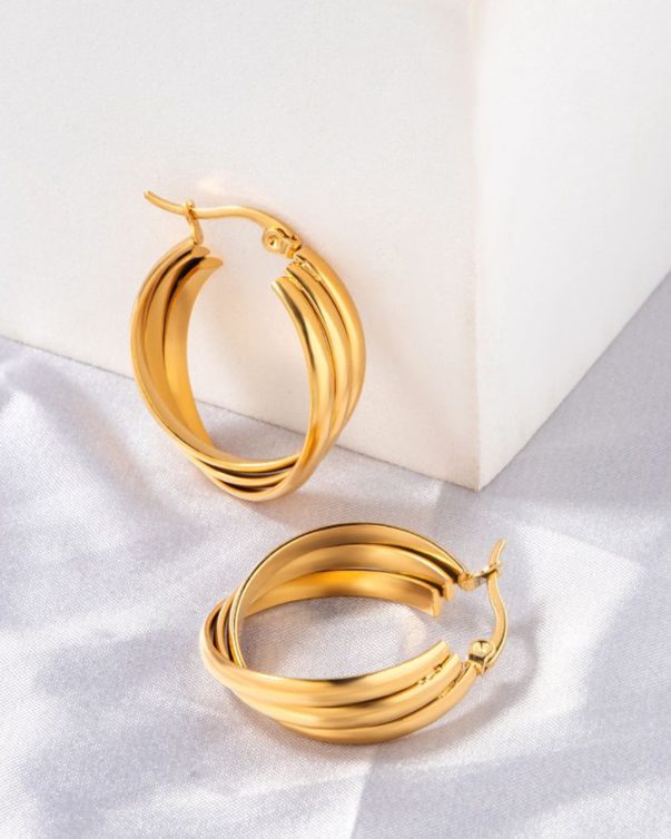 Stainless Steel Oval Hoop Earrings