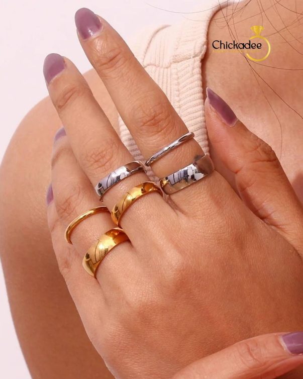 Silver Plated Stainless Steel Basic Ring - Silver