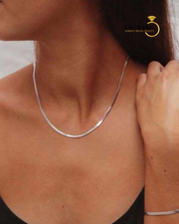 Silver Plated Stainless Steel Snake Chain Necklace Waterproof Jewelry