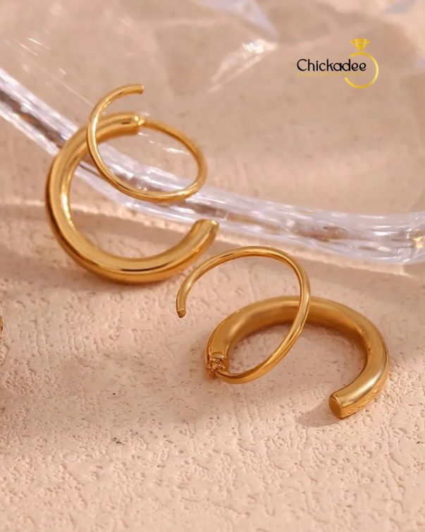 Simple Double Layer Cord Hoop Earrings