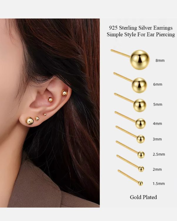 Simple Round Minimalist Stud Bead Earrings