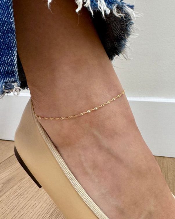 Gold Plated Stainless Steel Singapore Chain Anklets