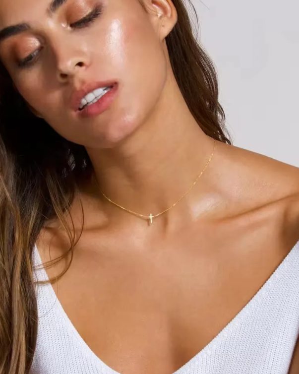 Gold Plated Tiny Chain Cross Necklaces Minimalist