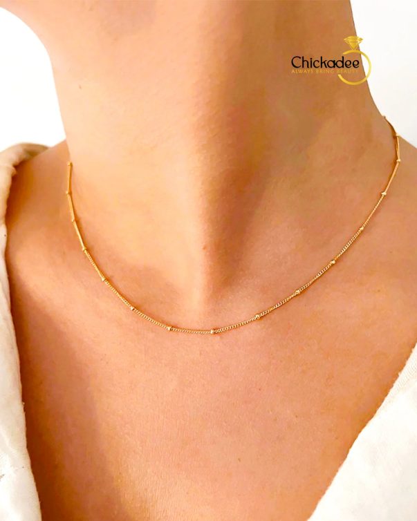 Mini Fine gold plated beaded necklace