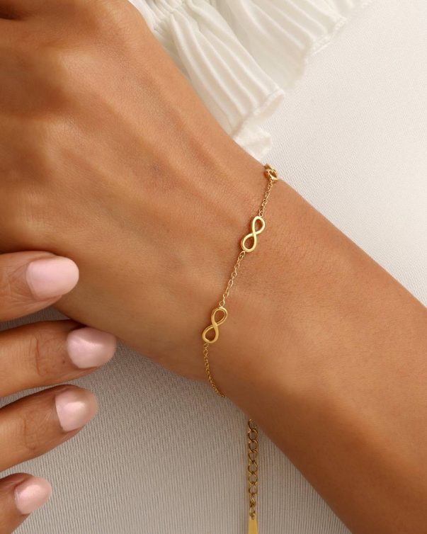 18K Gold Plated Stainless Steel Infinity Sign Thin Bracelets