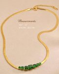 18k Gold Plated  Hypoallergenic Tarnish Free Jewelry Green Zircon Pendant Fashion Chain Minimalist Necklaces