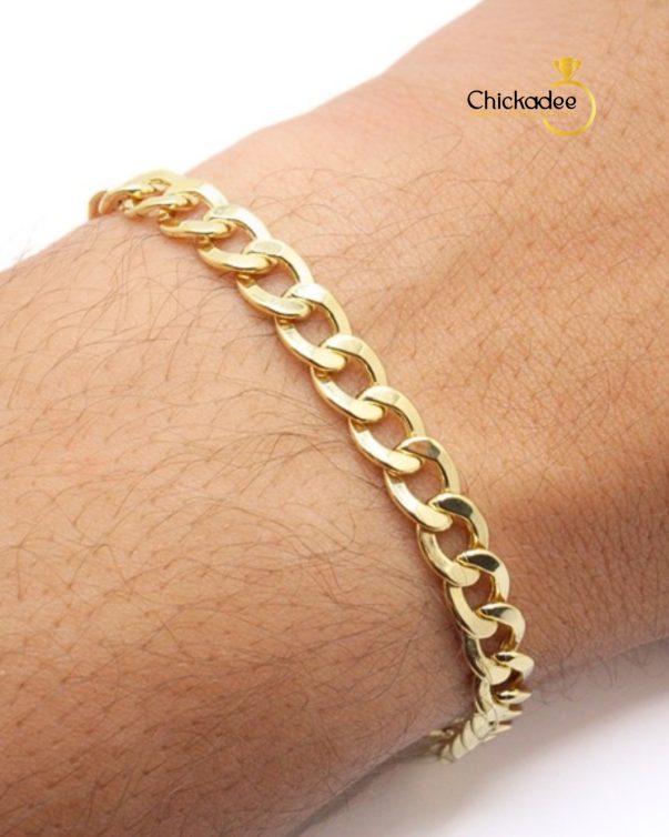 18k gold plated Stainless Steel Cuban Chain Bracelet - 6mm